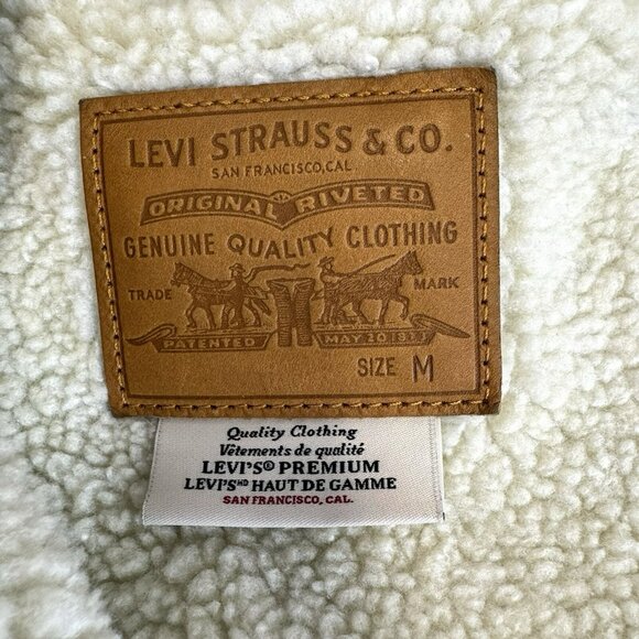 Levi's Ex Boyfriend Sherpa Trucker Hooded Denim Jacket Womens Size Medium - Picture 6 of 7
